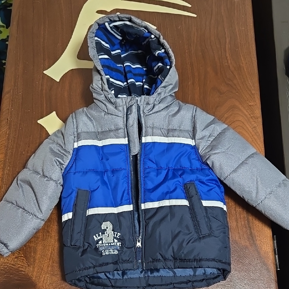 3T Boys London Fog Navy and Gray Winter Jacket